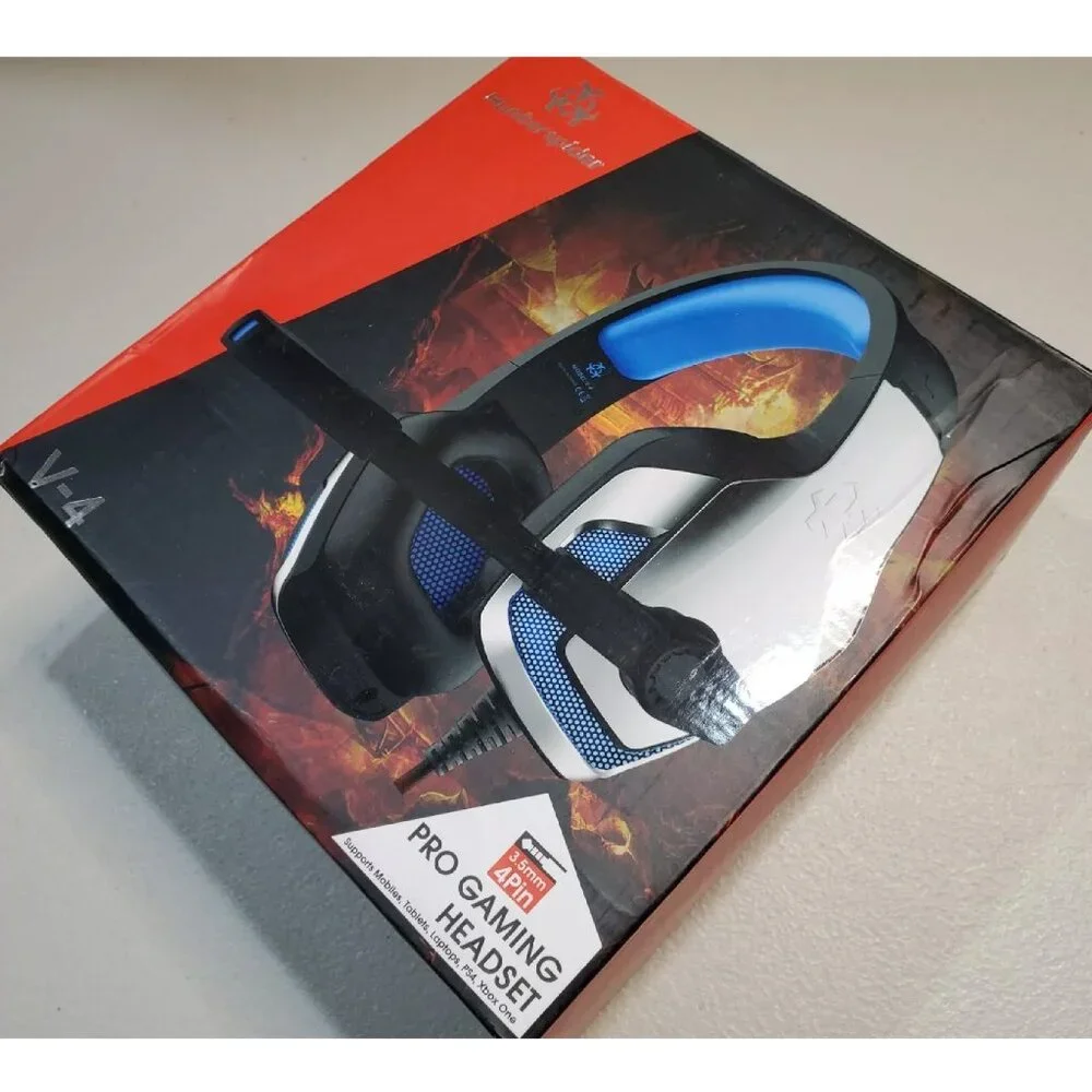 Hunterspider V-4 Pro Gaming Headset 3.5mm 4 Pin for Computers, PS4, Xbox One